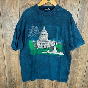 Washington DC T-Shirt Vintage 90s Acid Wash Graphic Print Large Dallas Alice